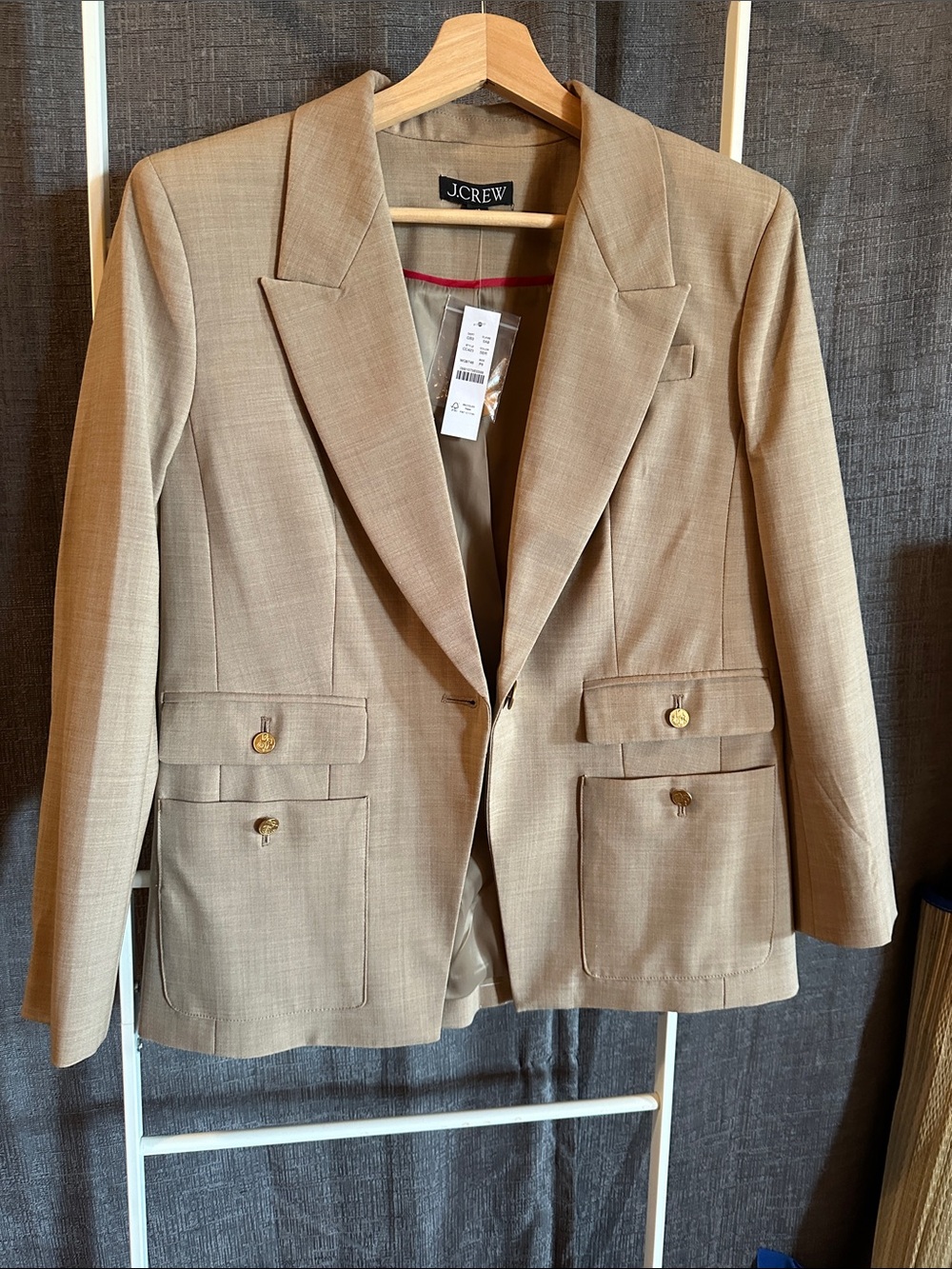 J.Crew Light Tan Single-Button Wool-Blend Blazer